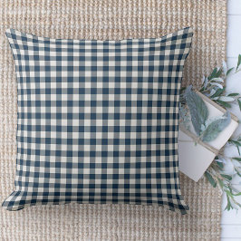 Cojín Decorativo Moderno Salón De Gingham Azul Y Blanco