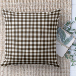 Cojín Decorativo Moderno salón de labranza Brown & White Gingham Co