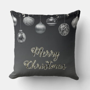 Cojín Decorativo Moderno Sleek negro y plateado de 20" x 20" grande