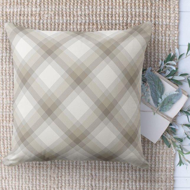 Cojín Decorativo Moderno sofá de escayola marrón de maíz (Modern farmhouse throw pillow tan and beige buffalo plaid couch pillow )