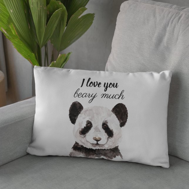 Cojín Decorativo Moderno Te Amo Mucho Panda Blanco Y Negro (Subido por el creador)
