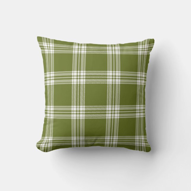 Cojín decorativo moderno verde de Tartán Plaid (Anverso)