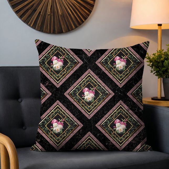 Cojín Decorativo Moderno y elegante Bohemio Floral Negro (Subido por el creador)