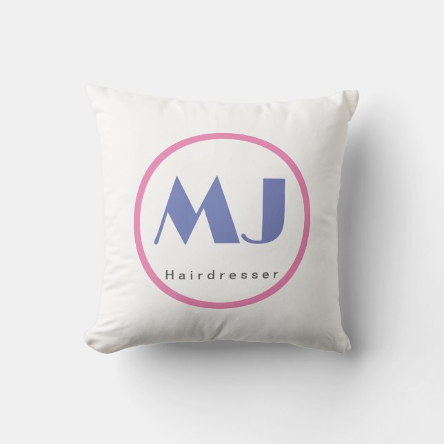 Cojín Decorativo Moderno y elegante Monograma Rojo Azul (Anverso)