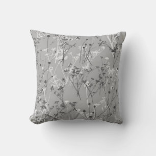 Cojín Decorativo Moderno y elegante Resumen Gris Flor Floral