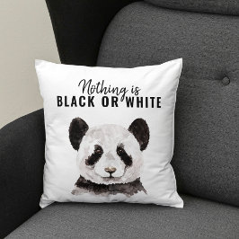 Cojín Decorativo Moderno Y Gracioso Panda Blanco Y Negro Con Cita