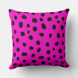 Cojín Decorativo modernos chita dálmata, puntos negros y rosados ca