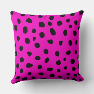 Cojín Decorativo modernos chita dálmata, puntos negros y rosados ca