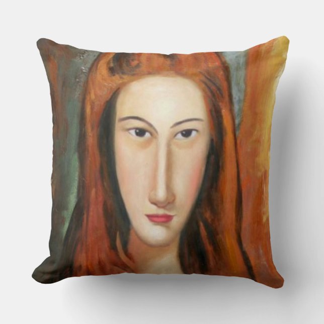 Cojín Decorativo Modigliani - Retrato de Jeanne Hebuterne Pillow (Anverso)