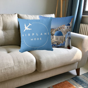 Cojín Decorativo Modo Avión Viaje Azul Moderno Foto Personalizada