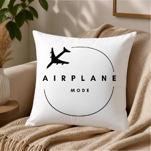 Cojín Decorativo Modo Avión, Viajes, Escritura Minimalista, Aviació