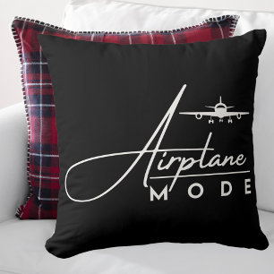 Cojín Decorativo Modo Avión, Viajes, Escritura Minimalista, Aviació