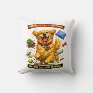 Cojín Decorativo Modo Caos de Golden Retriever Activado