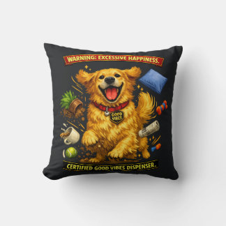 Cojín Decorativo Modo Caos de Golden Retriever Activado