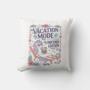 Cojín Decorativo Modo de Vacaciones de Unicornio Edición Unicornio