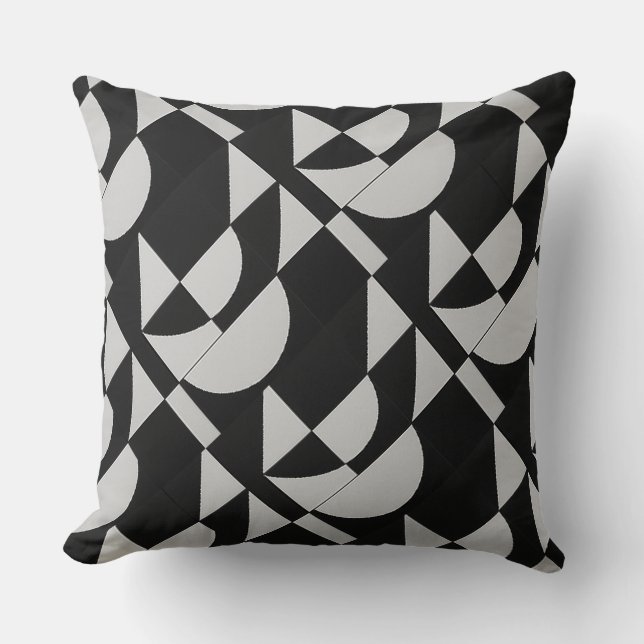 Cojín Decorativo Modular Noir Echo Geométrico Algodón Negro Blanco  (Anverso)