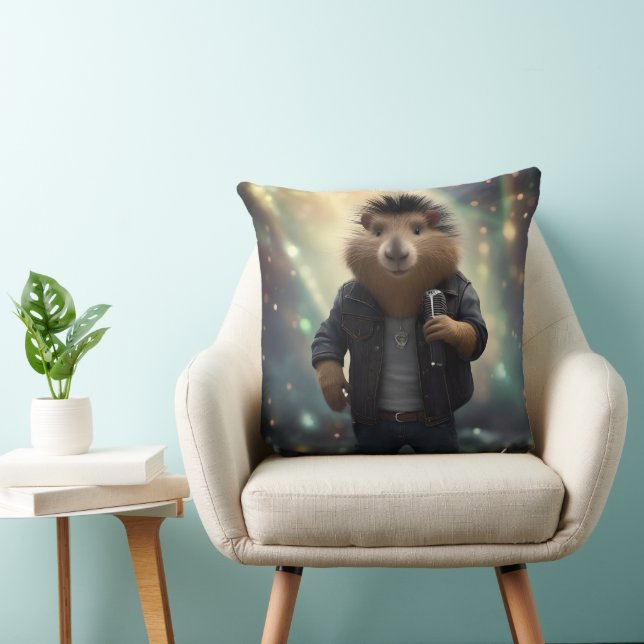Cojín Decorativo "Mohawk Capybara: ¡Rockin' el río!" (Silla)