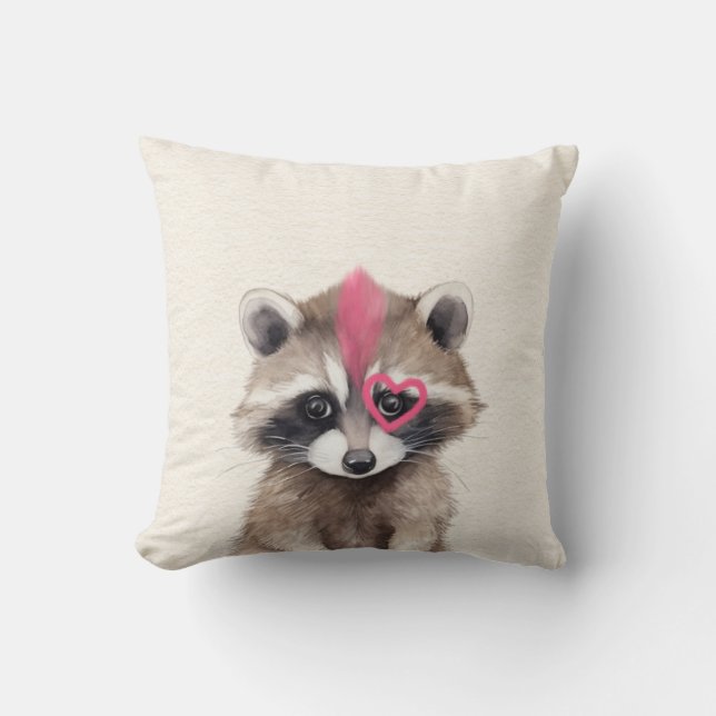 Cojín Decorativo Mohawk Raccoon Woodland Nursery (Anverso)