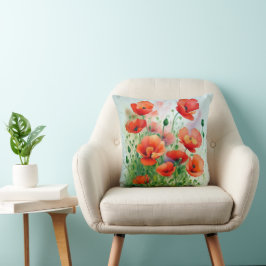 Cojín Decorativo Mohnblumenwiese, Aquarell - 