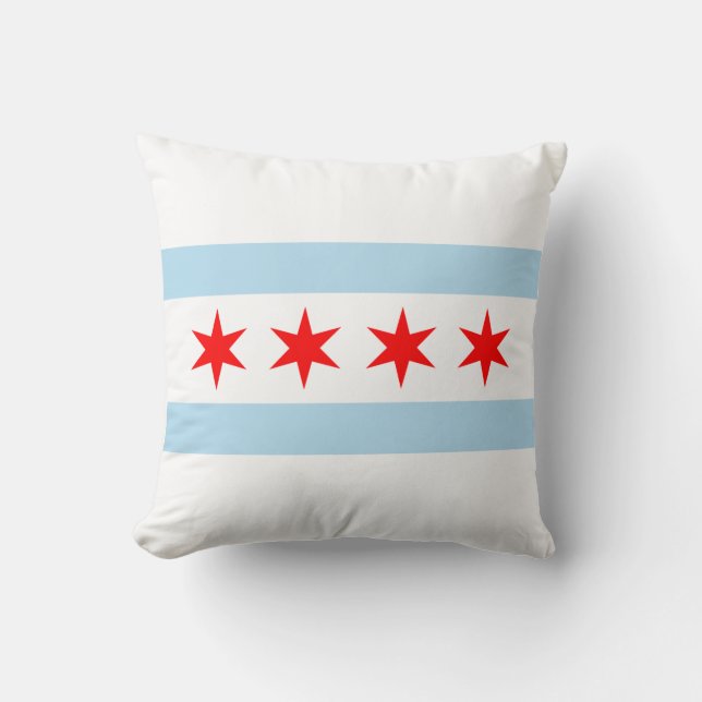 Cojín Decorativo MoJo Pillow de Chicago Flag American (Anverso)