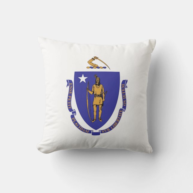 Cojín Decorativo MoJo Pillow de la bandera del estado de Massachuse (Anverso)