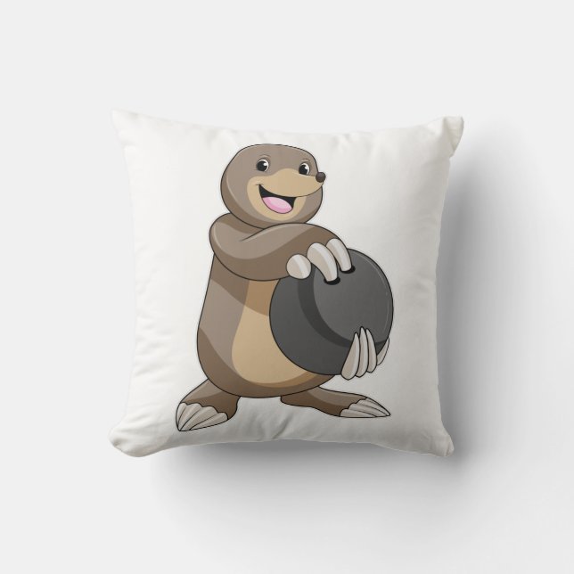 Cojín Decorativo Mole en el Bowling con bolas (Anverso)