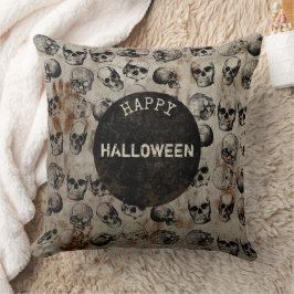 Cojín Decorativo Molestos Cránulos de Vintage Happy Halloween