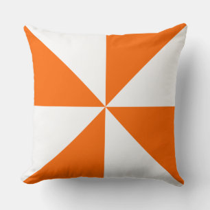 Cojín Decorativo Molinete de Naranja y Blanco