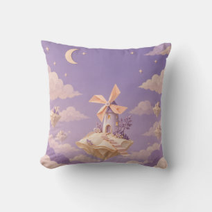 Cojín Decorativo Molino de viento de papel lila Isla flotante Nube 