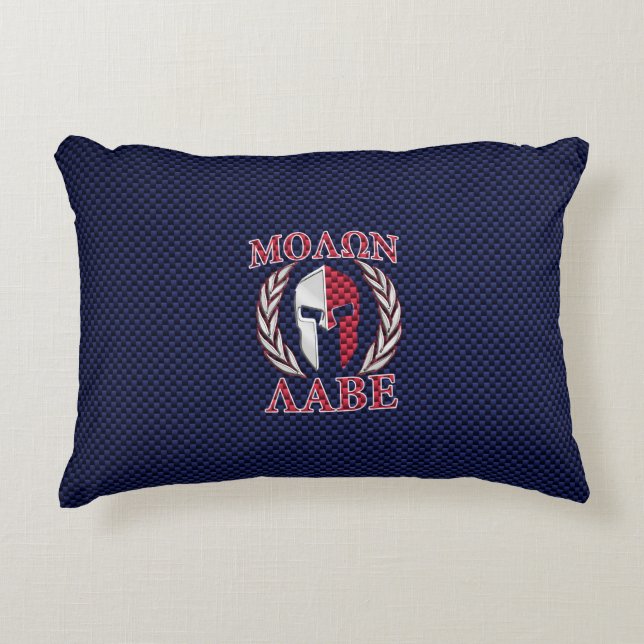 Cojín Decorativo Molon Labe Spartan Warrian Cromado de fibra de car (Anverso)