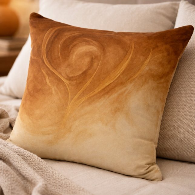 Cojín Decorativo Molten Gold Swirl Throw Pillow (Molten brown and muted gold swirls bring warmth and depth to modern neutral spaces.)