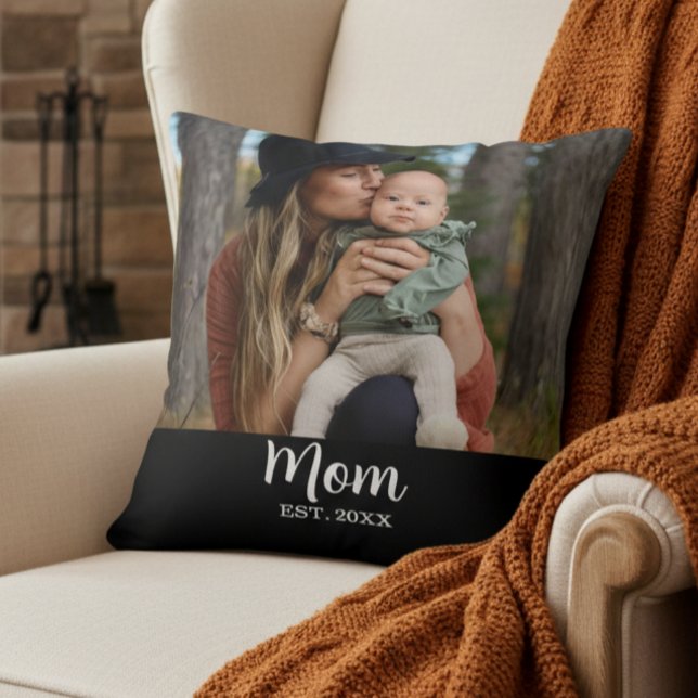 Cojín Decorativo Mom Est. Script Photo  (Subido por el creador)