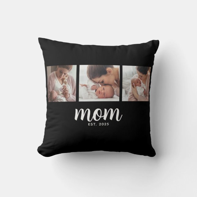 Cojín Decorativo Mom Established Modern Script Black 3 Photo (Anverso)