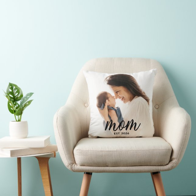 Cojín Decorativo Mom Established Modern Script Photo (Silla)