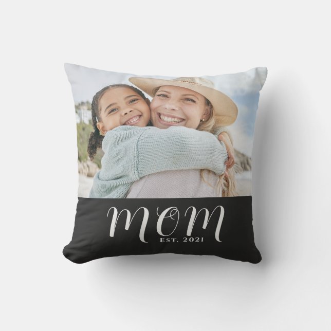Cojín Decorativo Mom Established Modern Script Photo (Anverso)