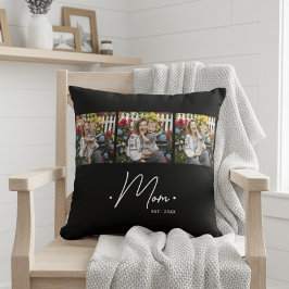 Cojín Decorativo Mom Established Script 3 Photo Black