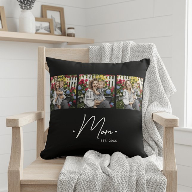 Cojín Decorativo Mom Established Script 3 Photo Black (Subido por el creador)