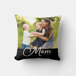 Cojín Decorativo Mom Established Script Black Photo
