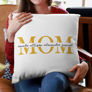 Cojín decorativo MOM personalizado con nombre de n