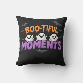 Cojín Decorativo Momentos Boo-tifules Fantasmas y Murciélagos Lindo