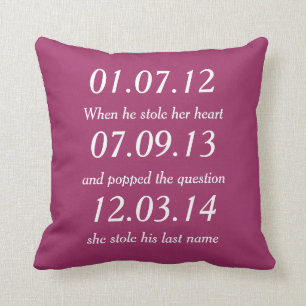 Cojín Decorativo Momentos Románticos Fechas Personalizadas Boda Per