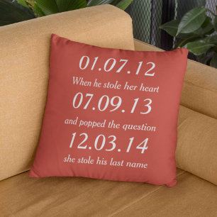 Cojín Decorativo Momentos Románticos Fechas Personalizadas Boda Per
