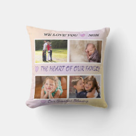 Cojín Decorativo Mom's Blessing - 4 Photo Pastel Heart Tribute 