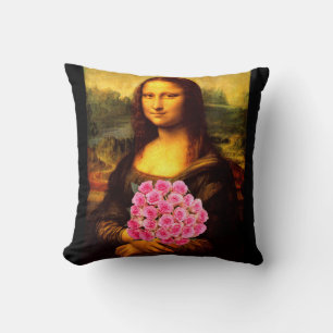 Cojín Decorativo Mona Lisa Con Bouquet De Rosas Rosa