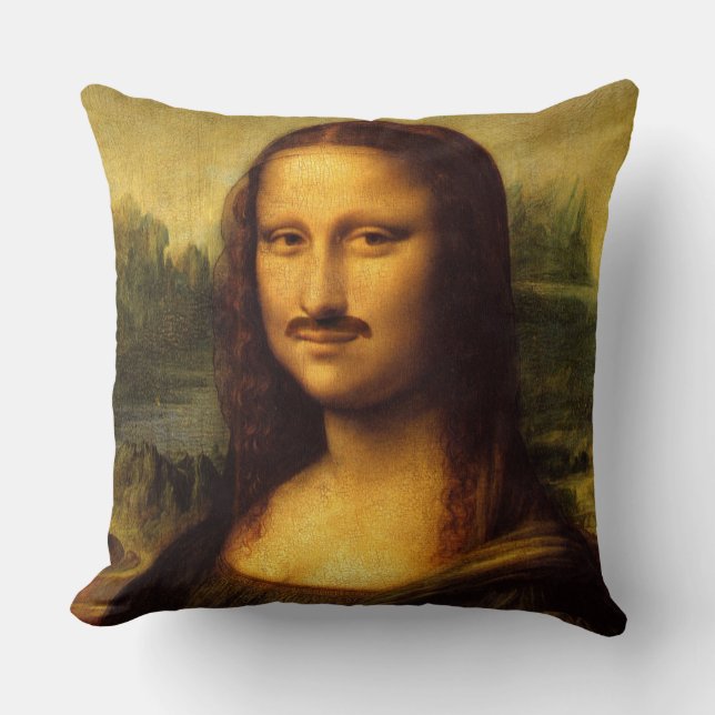 Cojín Decorativo mona lisa mustache (Anverso)