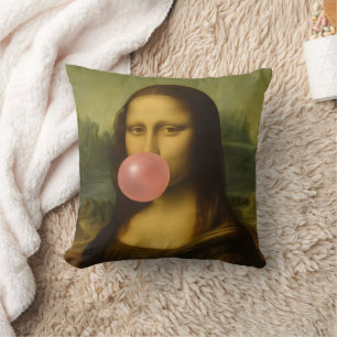 Cojín Decorativo Mona Lisa Soplando Goma Rosa