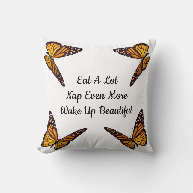 Cojín decorativo Monarca come mucho... (Anverso)