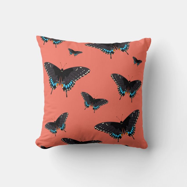 Cojín Decorativo Monarca de arte de mariposa Imprime el transbordo  (Anverso)