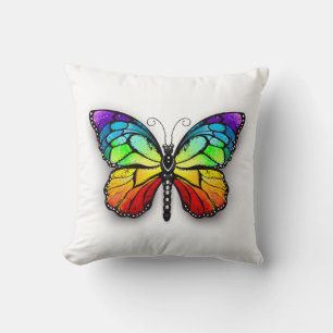 Cojín Decorativo Monarca de mariposa arcoiris