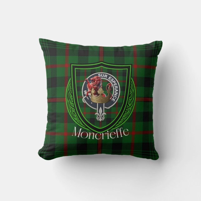 Cojín Decorativo Moncrieffe Scottish Clan Tartan & Crest (Anverso)
